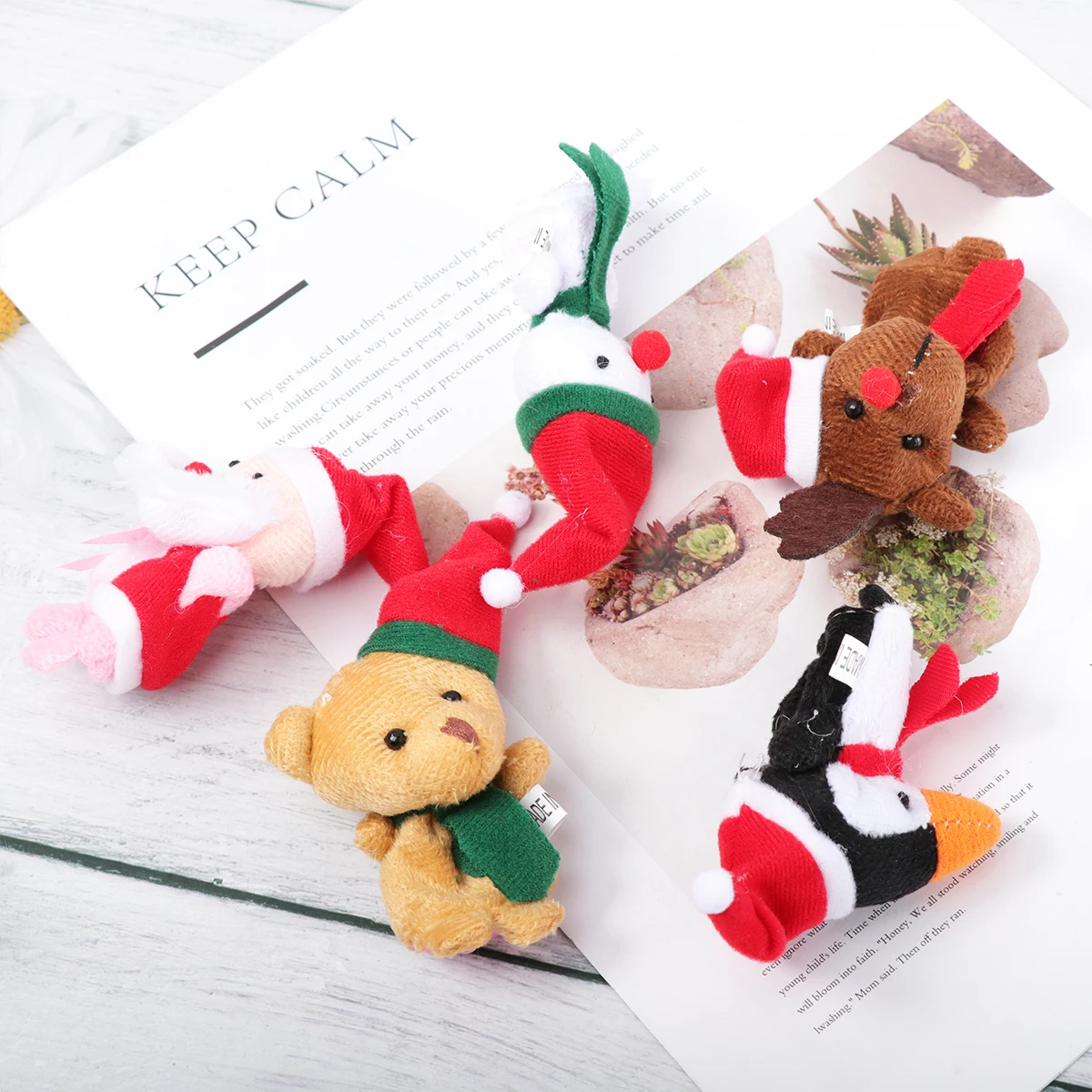 5pcs Finger Puppets Soft Toys Kids Hand Puppet Play Christmas Deer Penguin Santa Claus Animal Toddler Gift