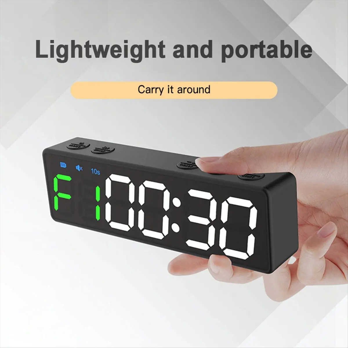 Rechargeable Mini Gym Clocks - Portable Stopwatch with Countdown/Up Clock & Magnetic Back for Fitness Training-A23U