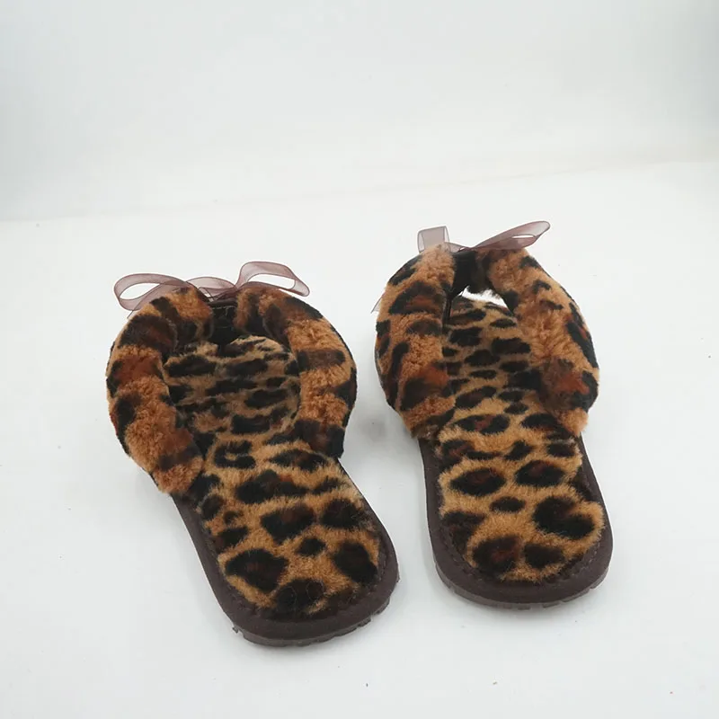 100% Natural Sheepskin Fur Slippers Female Winter Slippers Women Warm Indoor Flip-Flop Slippers Soft Wool Lady Home Shoes image 2