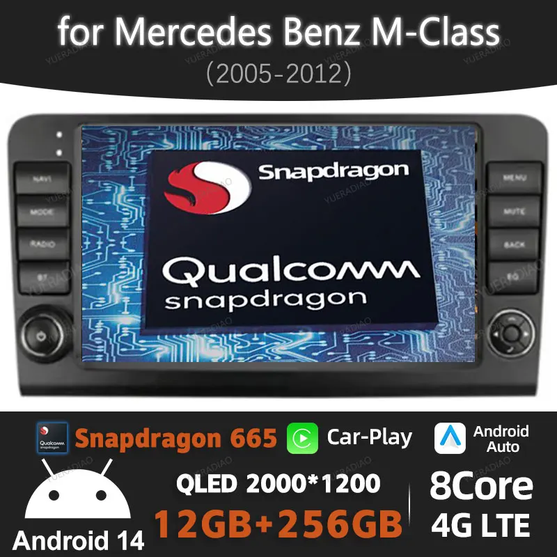 Android 14 Car Radio For Mercedes Benz M-Class W164 GL-Class X164 ML NAVI Gation Wireless Carplay Auto Multimedia GPS Stereo DSP