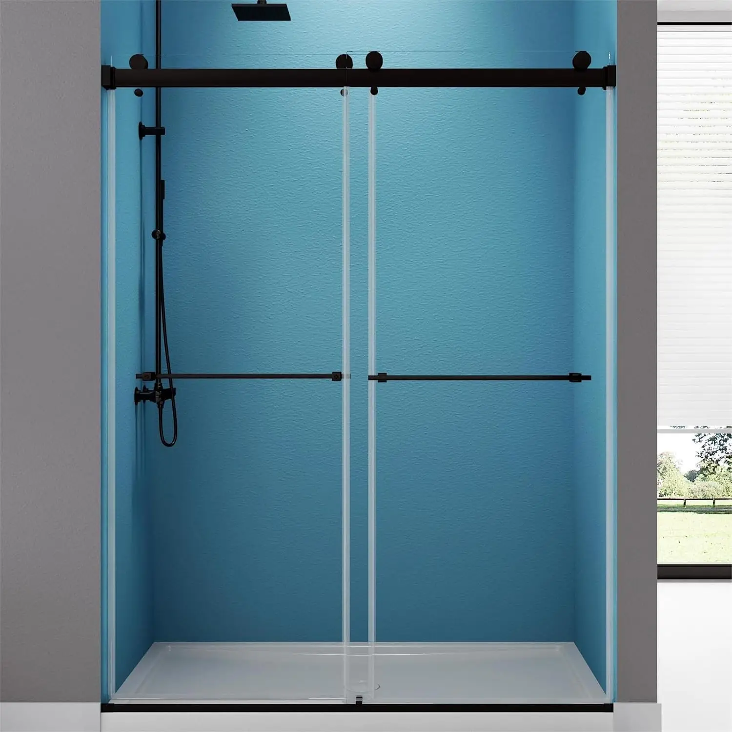 Frameless Double Sliding Shower Door 56 60 W 75 H Bathroom Tempered Glass SGCC Certified Explosion