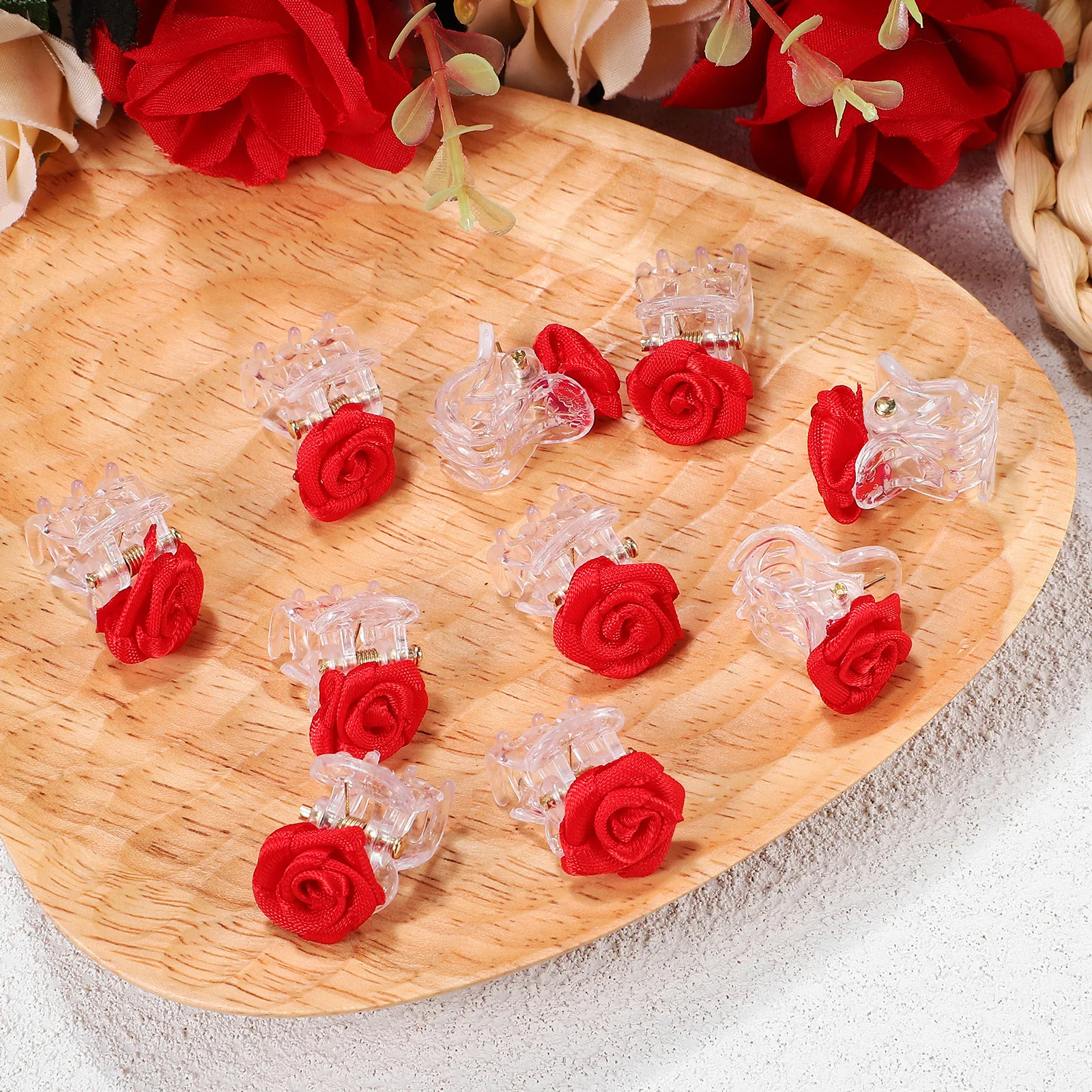 

20Pcs Hair Clips Rose Flower Small Barrettes Women Girls Hairpins Cute Floral Hair Accessories for Prom Picnic Wedding