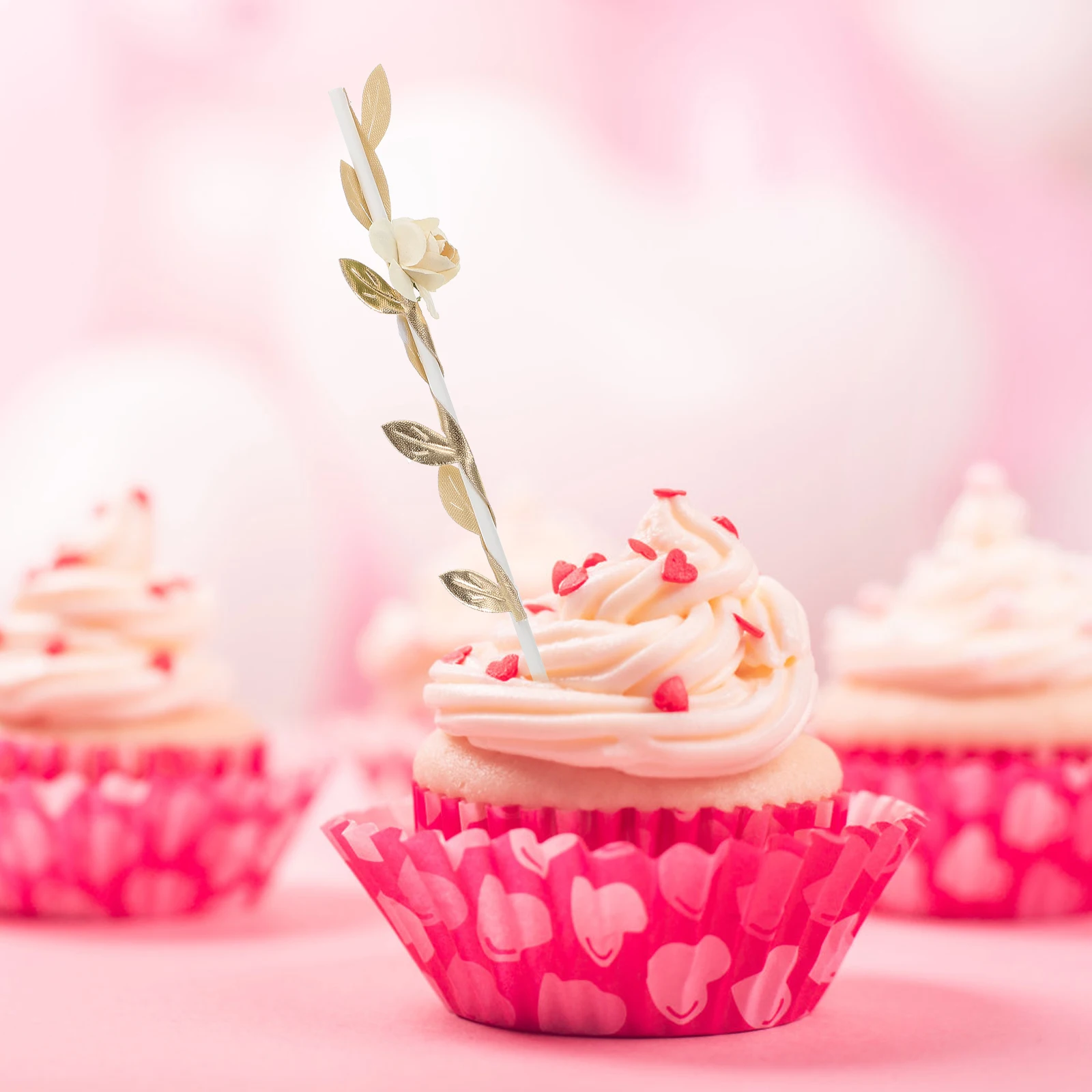 

6 Pcs Flower Cake Picks Wedding Birthday Party Flowers Cake Decoration Supplies Cupcake Decor Long TermFlowers