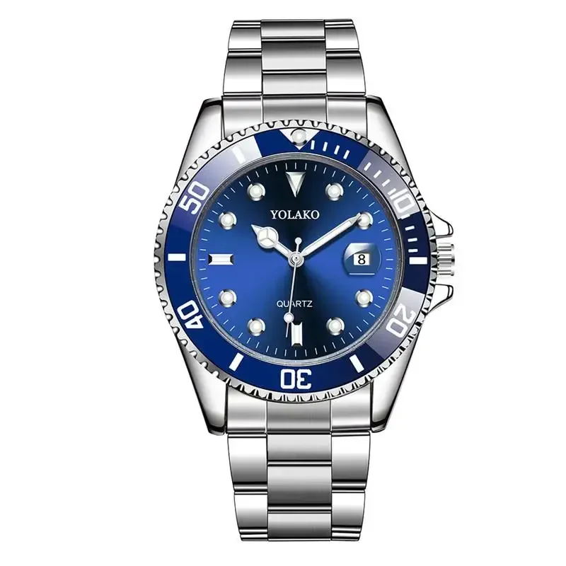 Luxury Brand Business Quartz Watch with Diamond Inlay and Calendar Steel Band Men's Watch Relojes 손목시계 Erkek Kol Saati Часи