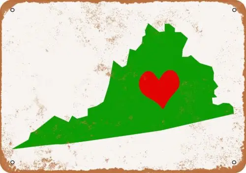 Metal Sign - Love Heart Virginia - Vintage Look sign