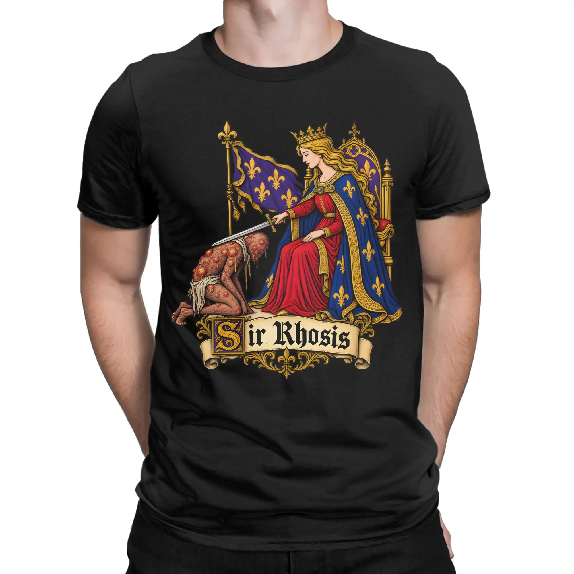 Sir Rhosis Medieval Funny Drunk Knight Meme T-Shirts for Men Cotton Tee Shirt Crew Neck Short Sleeve T Shirt Summer Clothing