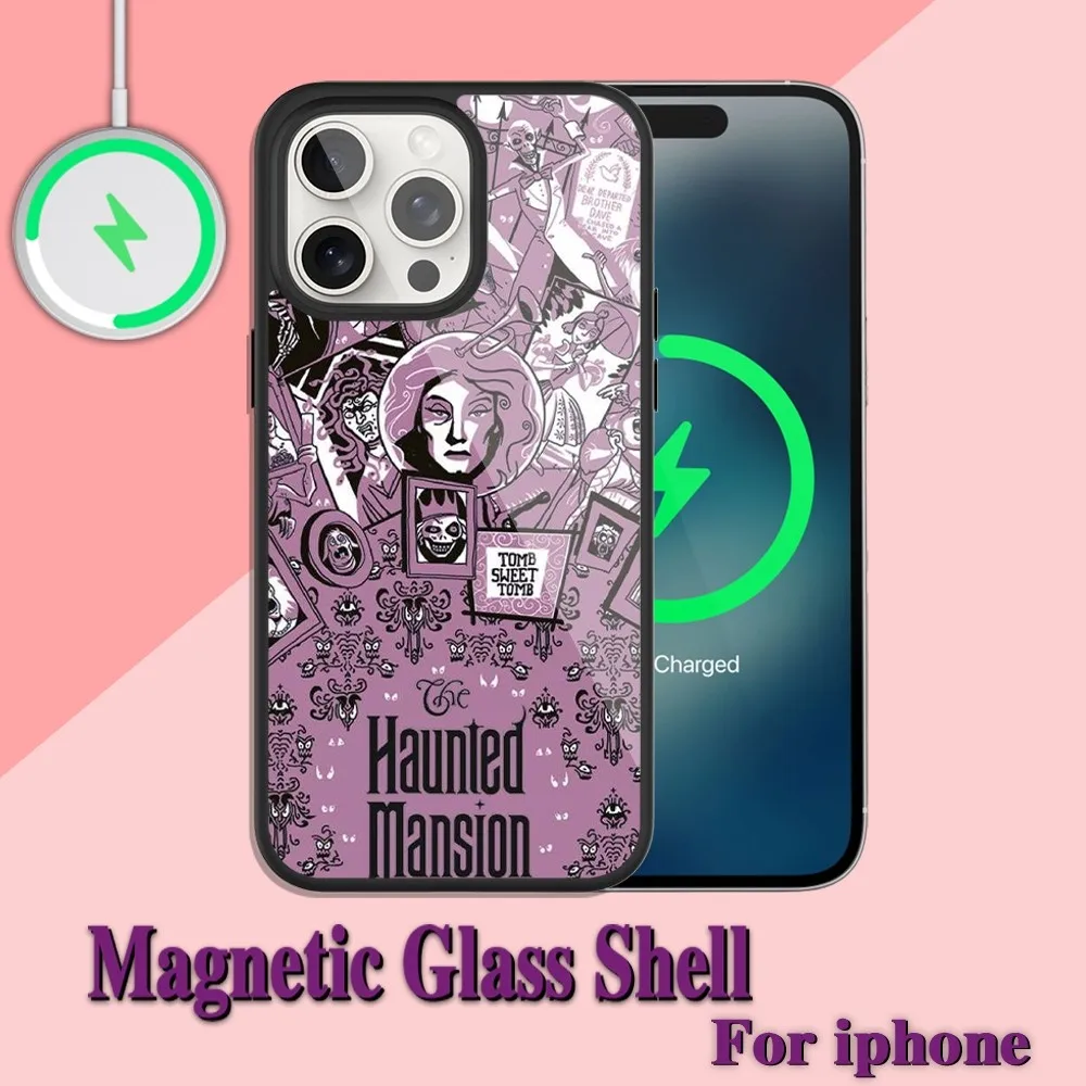 Haunted Movie Mansion Phone Case For iPhone Charging 13 14 15 11 12 Pro Max Plus Glass Magsafe Magnetic Shell