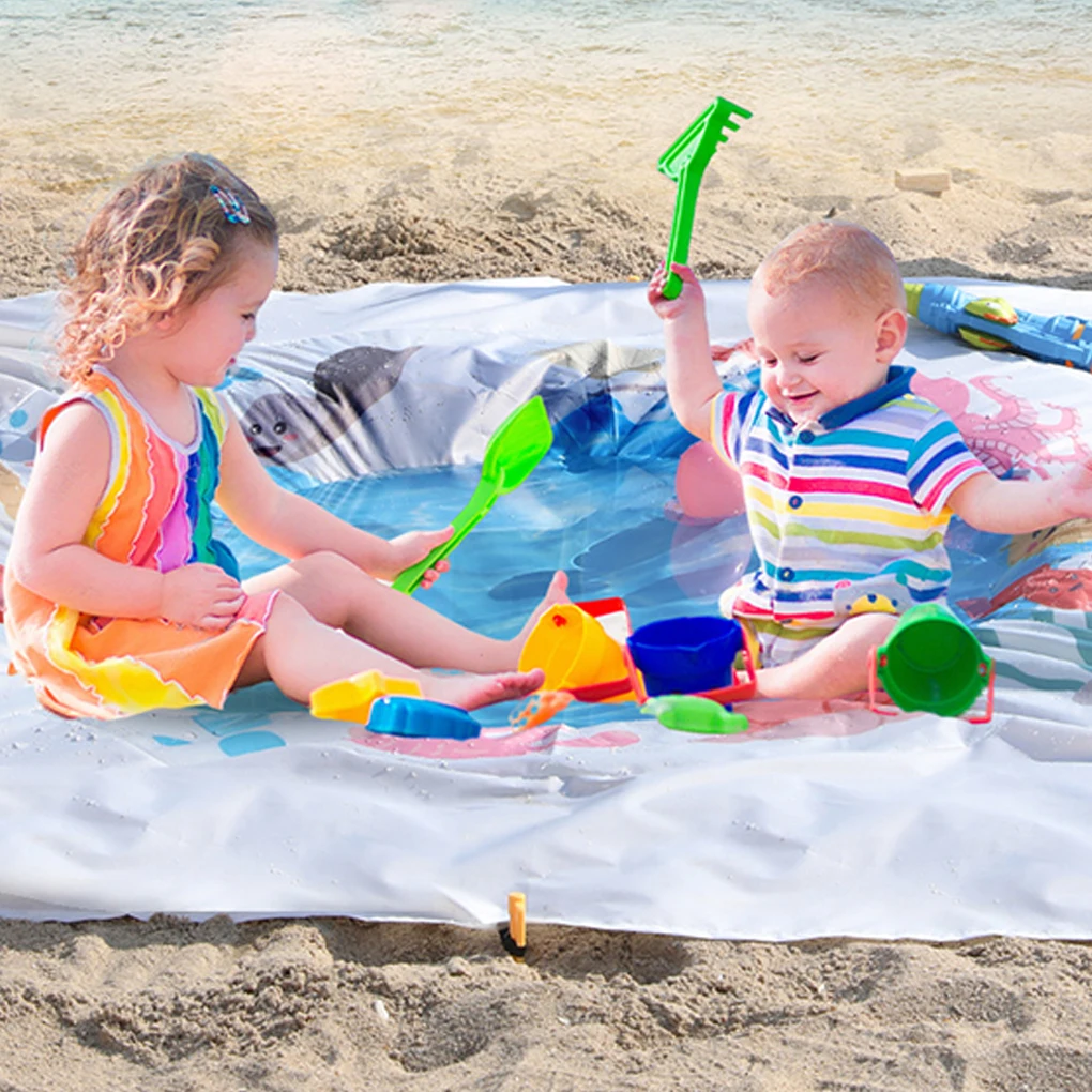 2025 شاطئ طفل بركة بطانية شاطئ التجديف بركة مع حقيبة حمل مقاوم للماء الصيف في الهواء الطلق لعب المياه لعبة للسفر نزهة