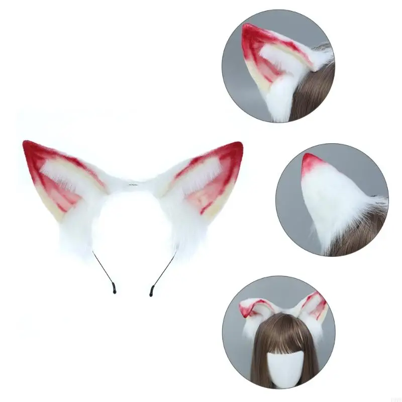 

49MF Plush Ear Headband Cosplay Costume Hairhoop Party Props Headpieces Masquerade Headdress Girl Animation Accessories