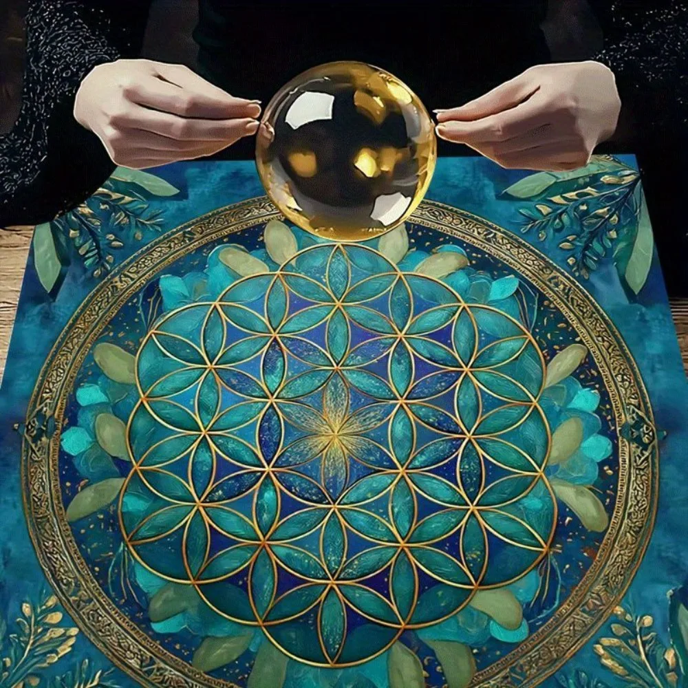 Tarot Tablecloth Multiple Sizes Printed Mystic Mandala Artistic Beauty Altar Cloth Polyester Divination Prophecy Card Game Pad