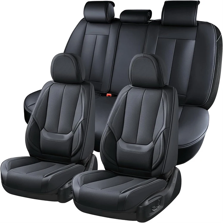 black color full set car seat covers front and back seats cover waterproof leather car seat protector cover cushions