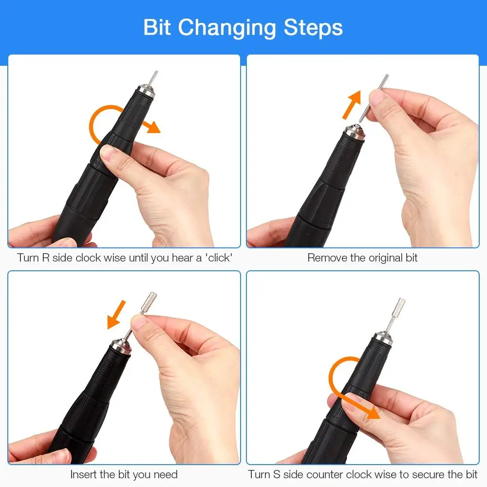 PYPILOVE STRONG 204 Dental Manicure Machine Set 35000RPM Electric Nail Drill Handle Polishing Jewelry Tool Nail File Pedicure