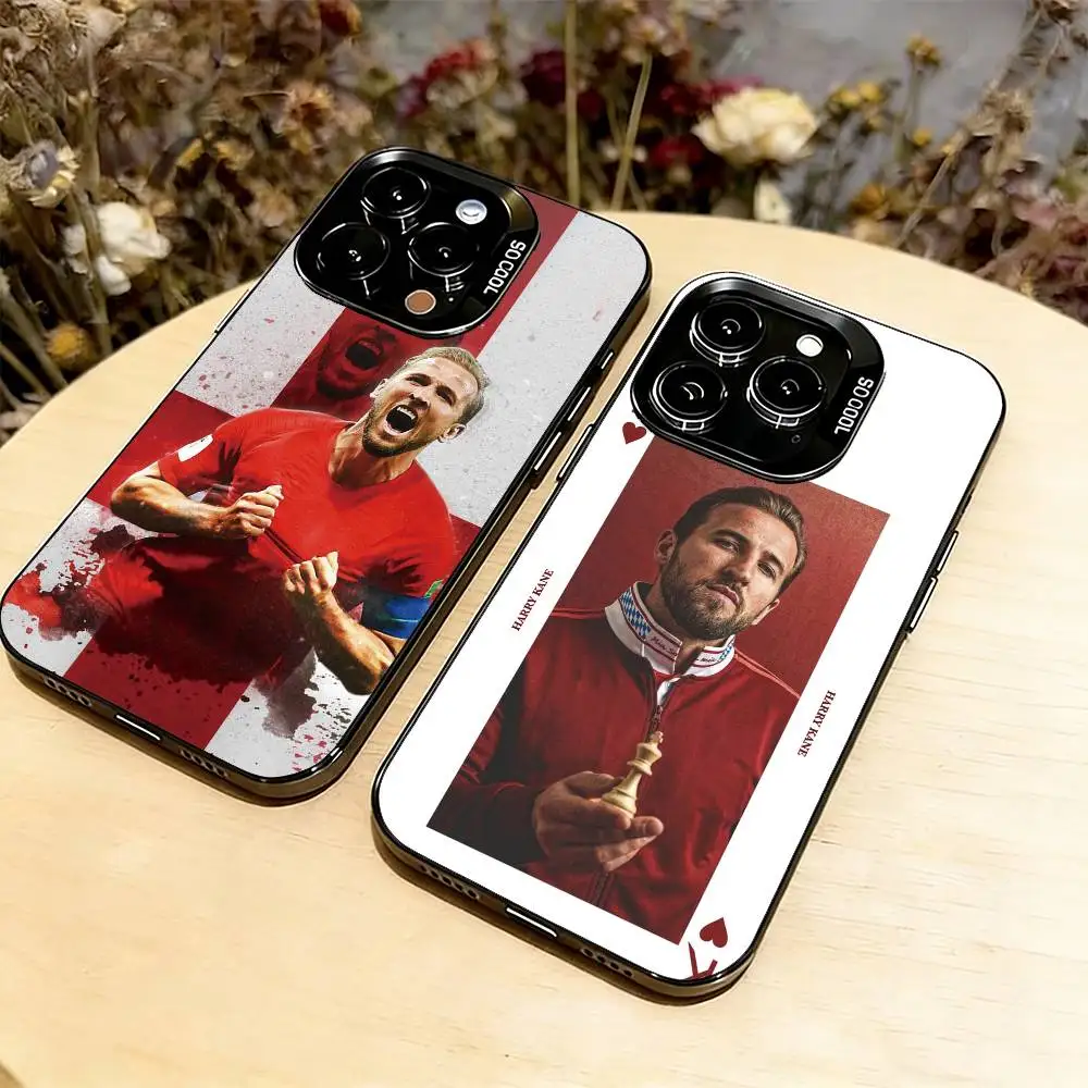Funda para Teléfono con Diseño del Futbolista H-Harry Kane para iPhone 17, 16, 15, 14, 13, 12, 11 Plus, Pro Max, XS, Funda Plateada Colorida