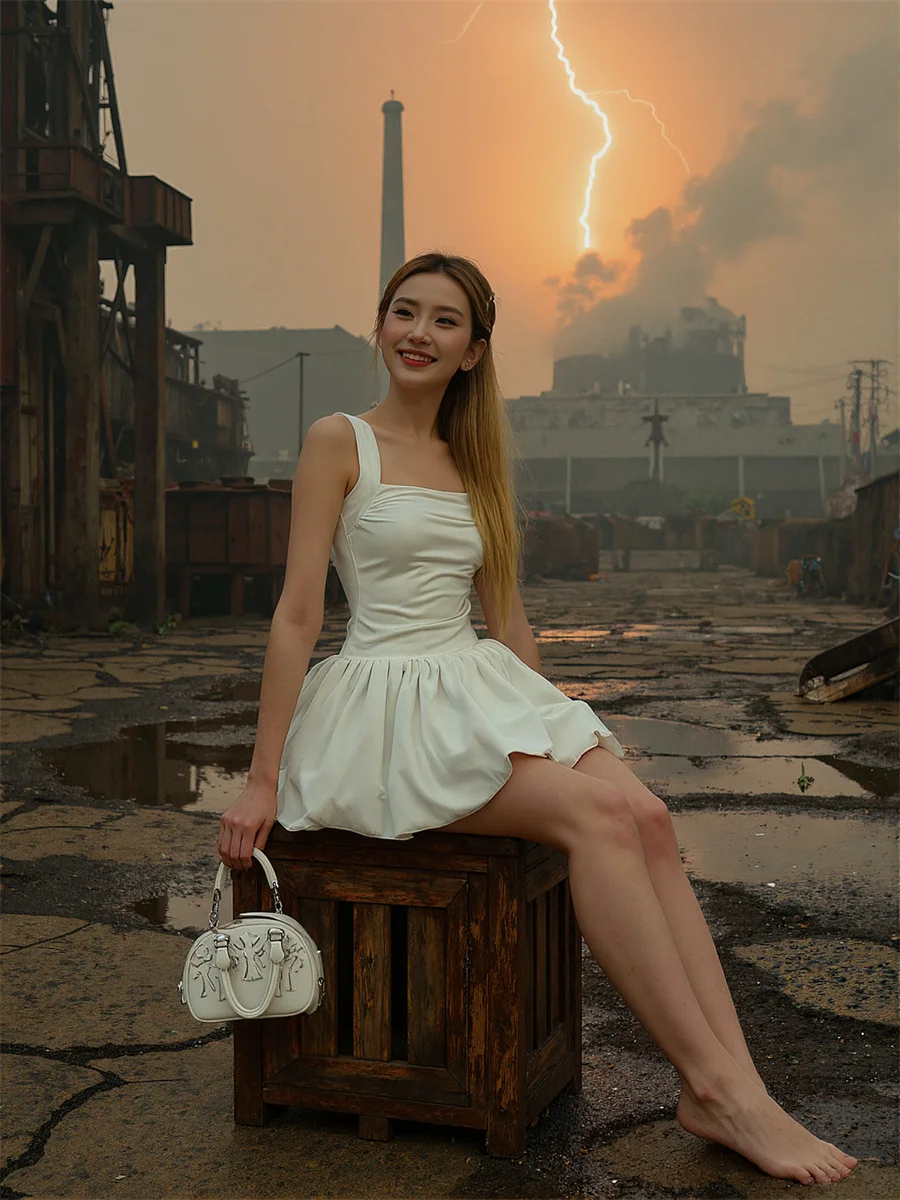 فستان نسائي أسود قابل للتعديل أصفر شفاف أرجوحة صغيرة أنيقة للحفلات لامعة شفافة بخط واحد وياقة مدورة