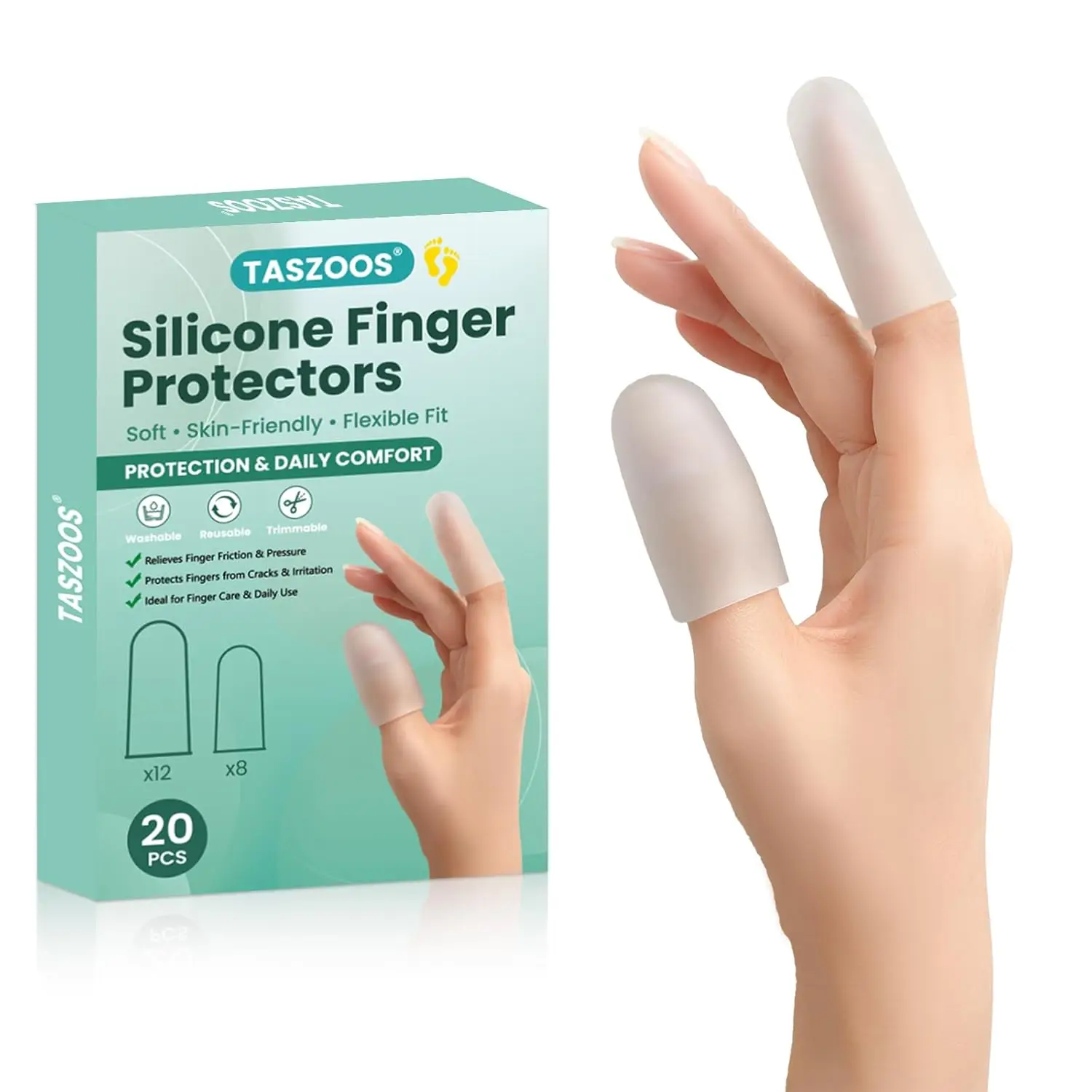 

20 Pcs Silicone Finger Protectors for Fingertip & Thumb Support - Reusable Rubber Tips for Trigger Finger, Arthritis, Blisters & Pain Relief