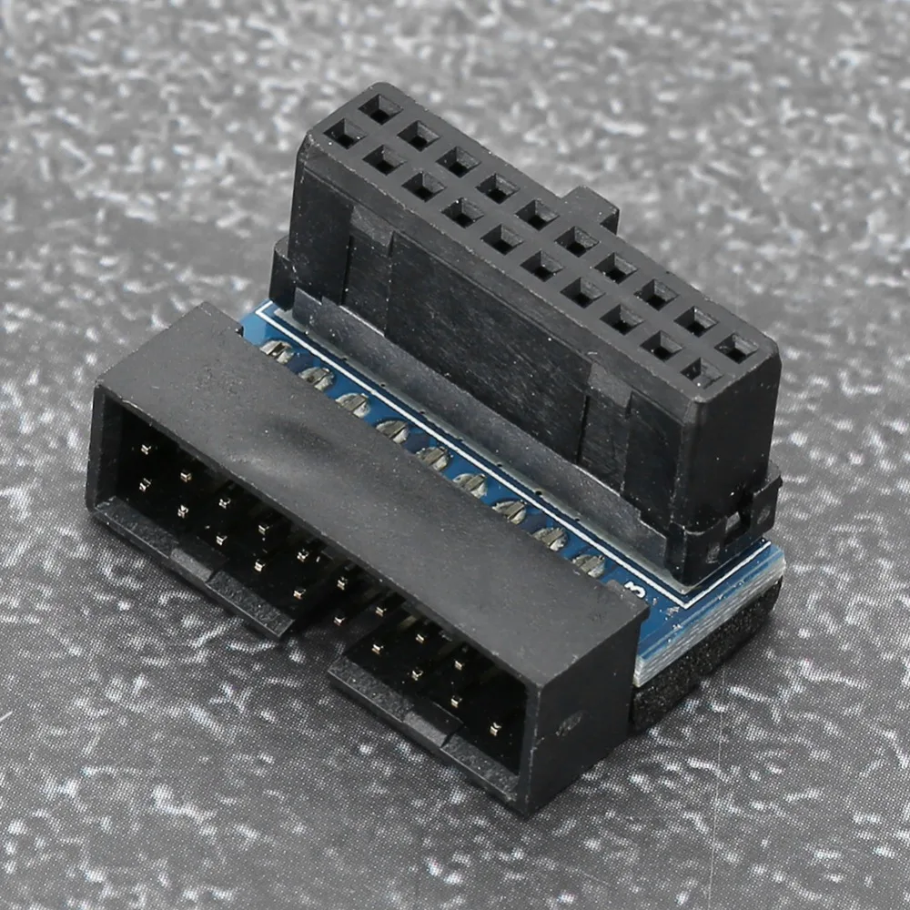 

Угловой USB-адаптер для материнской платы 90 градусов, черный, 19/20-контактный, USB 3.0, конвертер USB-штекер в USB-гнездо