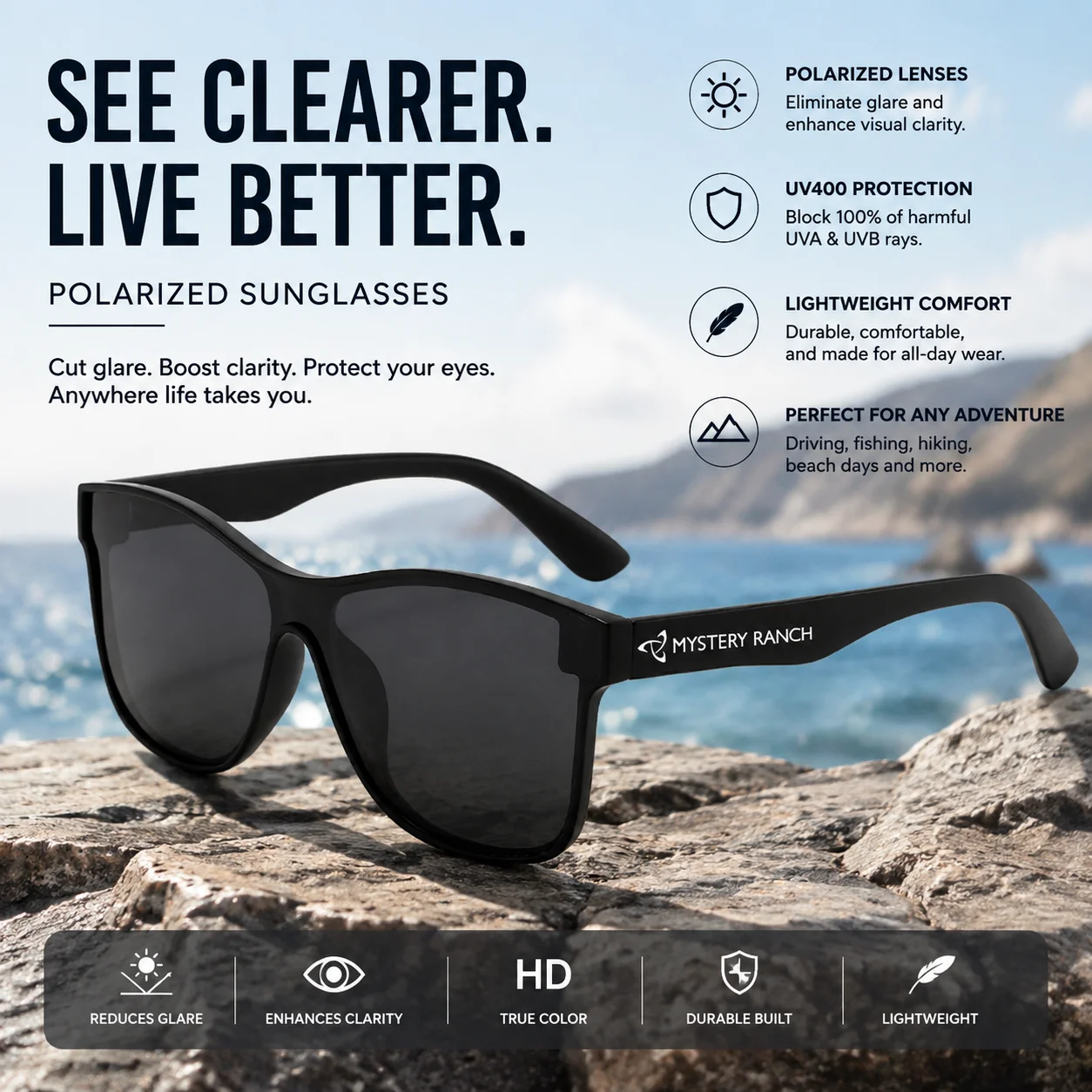New Mysterious Ranch Polarized Sunglasses UV Protection Strong Light Protection Fashionable Eyewear for Men And Women