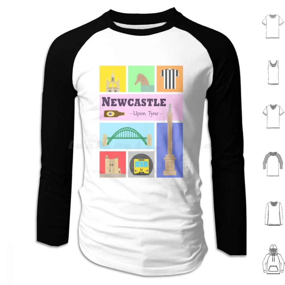 Upon Tyne Hoodies Long Sleeve Upon Tyne North East Toon Metro Grey Street Greys Monument Castle Keep Tyne Bridge St