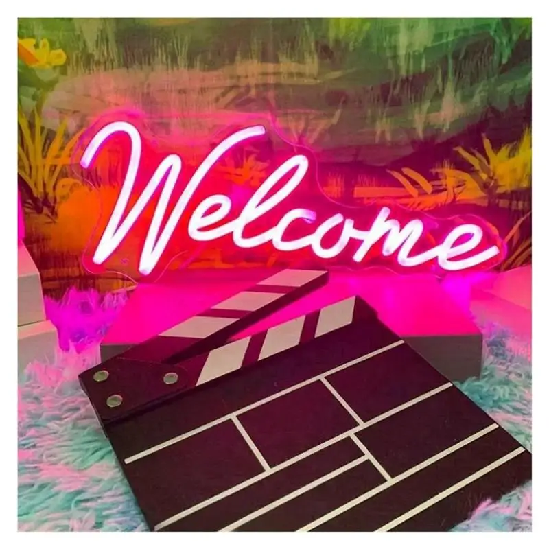 Welcome Neon Sign USB Powered Dimmable Light For Store Restaurant Window Decor 16cmx40cm