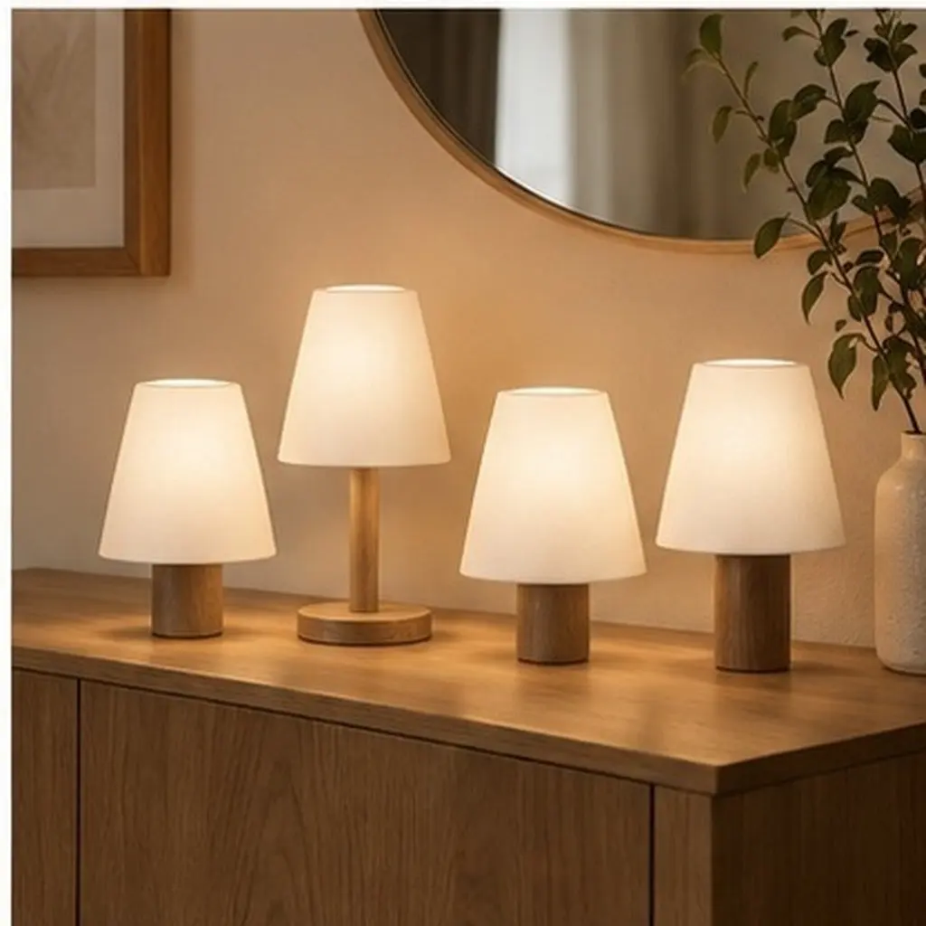4Pcs Plastic Flat Mouth Lampshade Set White E14 Compatible Lamp Shade for Living Room Bedroom Study Modern Light Shade