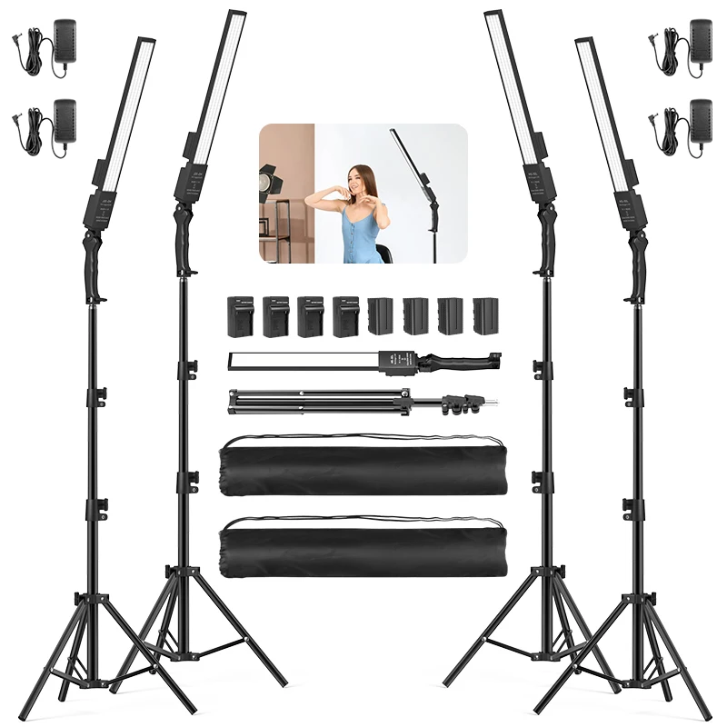 

4pcs LED Photography Studio Lighting Hand Stick Kit Video Light 2800-5500k Photoshoot Fill Lights With Battery Live Streaming