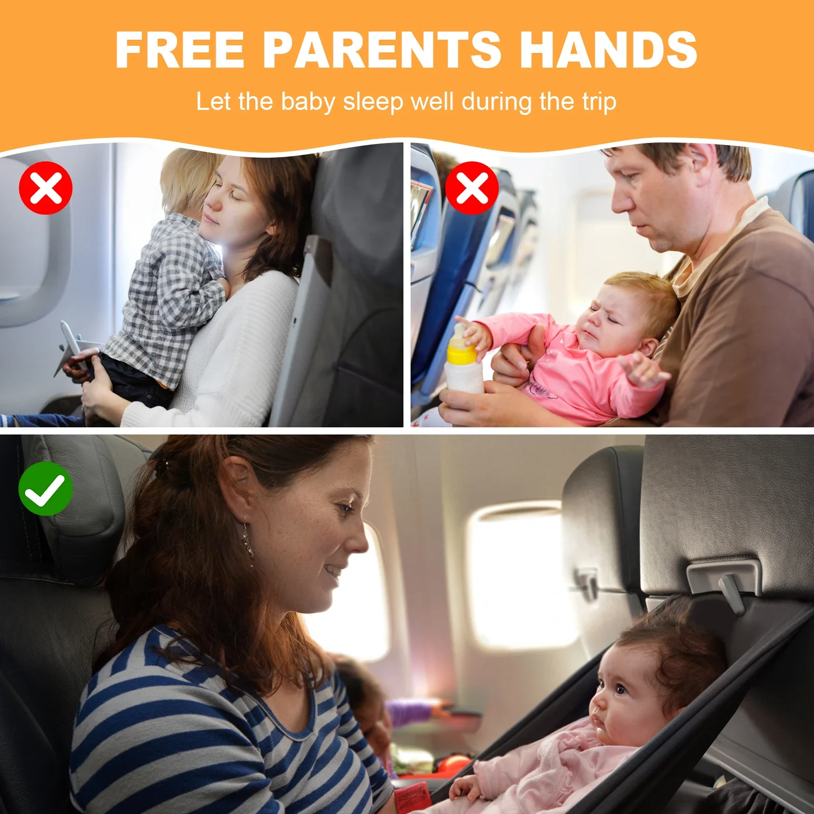 سرير سفر ممتد لمقعد الطائرة للأطفال الصغار لتوفير لفة الأم المحمولة للأطفال الصغار مسند قدم الطائرة لمقعد الاقتصاد المناسب #5