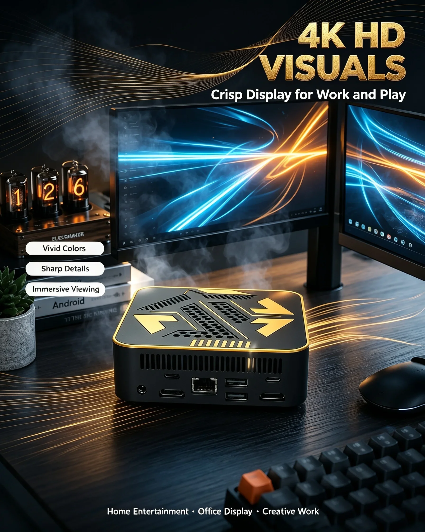 Solid Core I9 10980HK Portable Mini PC, WiFi6 BT5.2, Dual Gigabit Ports, 4K Multi Display Compact Host for Office Daily