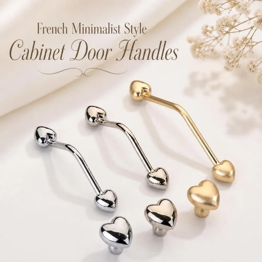 Heart Shape Wardrobe Door Handles Zinc Alloy Single Hole/Double hole Drawer Handles Bright Chrome Door Knobs Home Decor