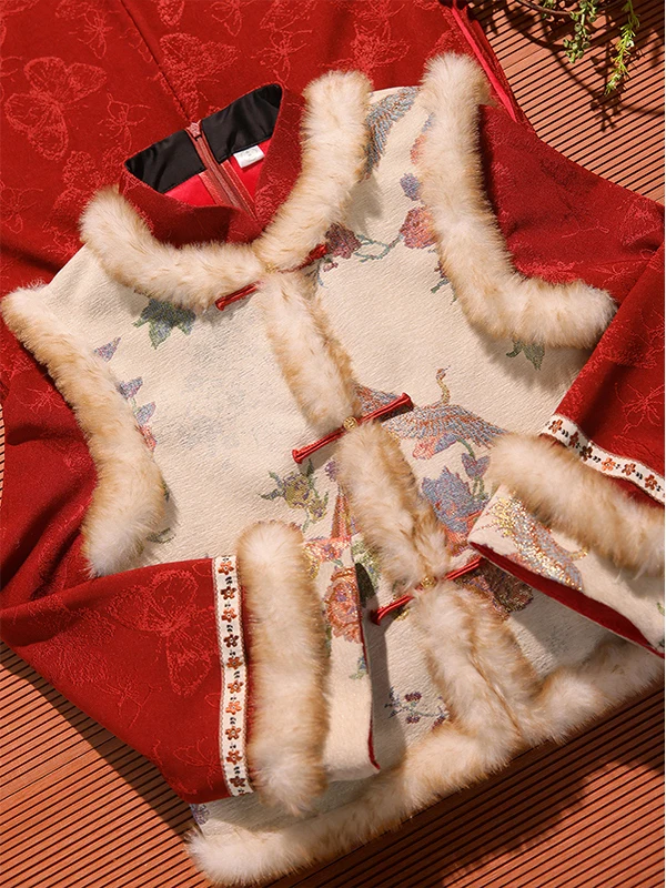 

Red Fce Lined Set New Year's Outfit Winter New Sle plus Size Beautiful Chinese Sle New Year's Clothes for Women