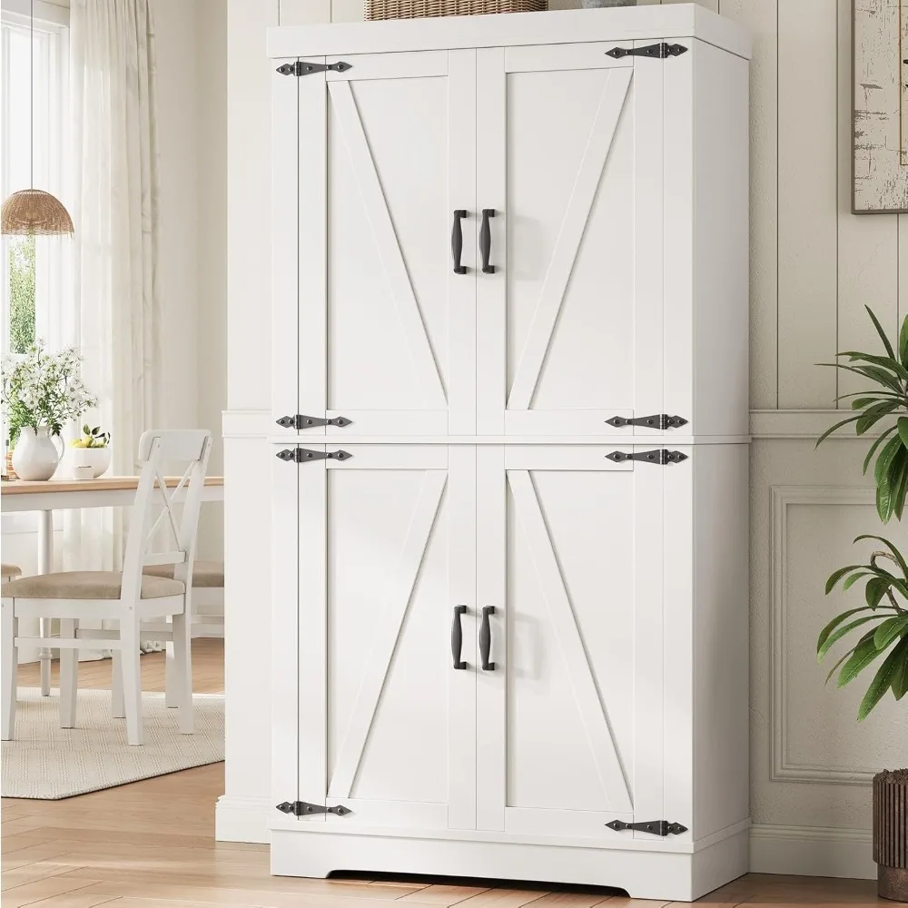 

Pantry Cabinet,68'' Kitchen Pantry Storage Cabinet with 4 Doors and Adjustable Shelves, Farmhouse Tall Food Large Wood Pantry St