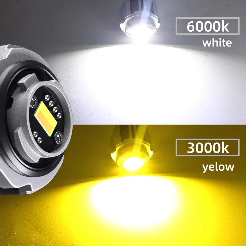 2pcs Car LED Fog Light Bulbs DRL Lamp Dual Colors White Yellow For Toyota Corolla Cross Sport Touring 2018 2019 2021 2022 カローラ