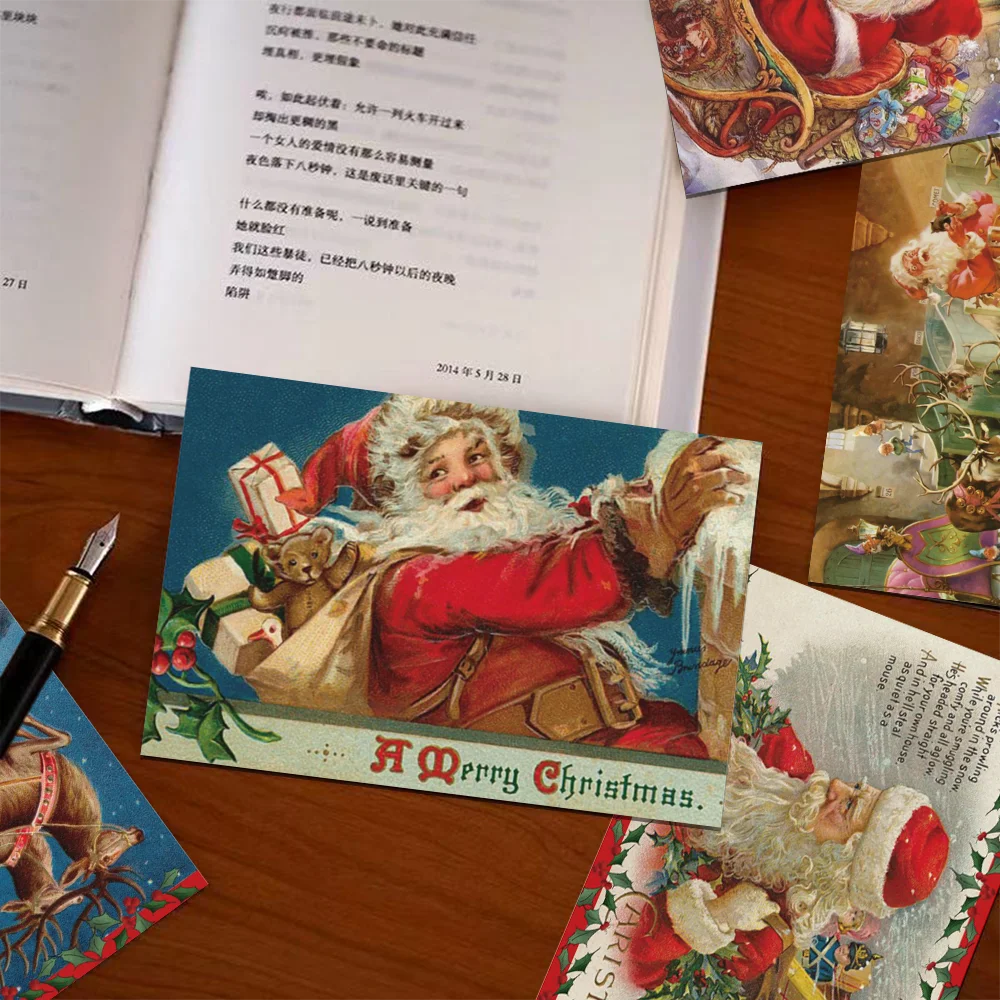 10 szt. Świątecznych kartek okolicznościowych pocztówek do dekoracji ścian w akademiku, sypialni, kartki z wiadomościami, kreatywne kartki prezentowe