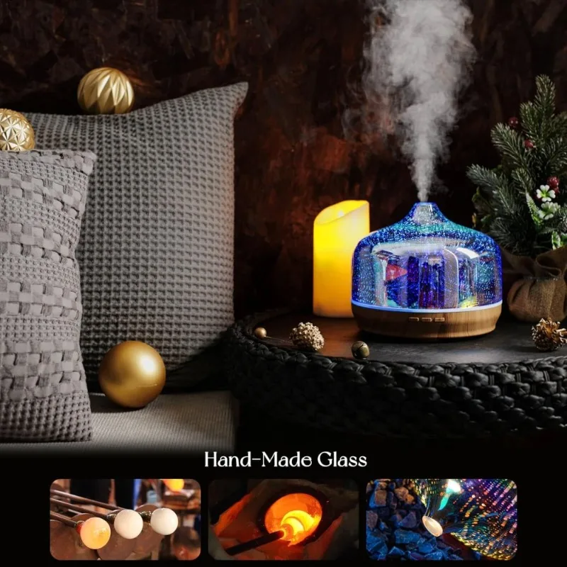 

500 мл ароматерапевтический диффузор эфирного масла ультразвуковой увлажнитель воздуха 3D стеклянный дизайн автоматическое отключение без BPA для домашнего отеля йога