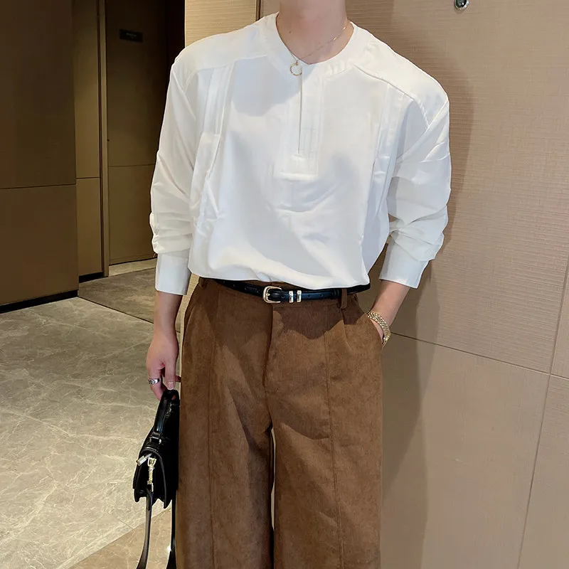 

Корейский коврик Long Sve V-Ne, повседневная мужская свободная модная верхняя одежда для отдыха, модный полиэстер