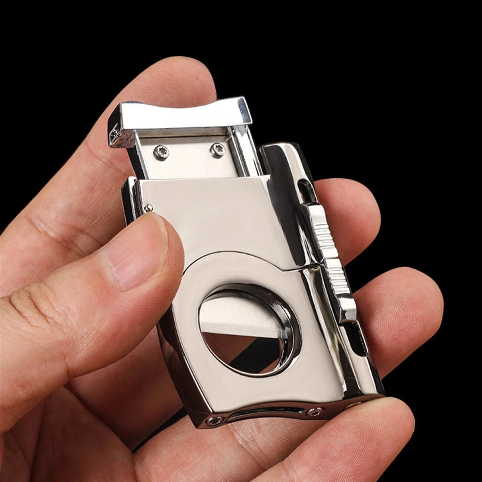 Cigar V Cutter Blade with 2 Cigars, Stainless Steel Punches, V-Shaped Cigars Punch Cutter, Guillotine, Gift for Men