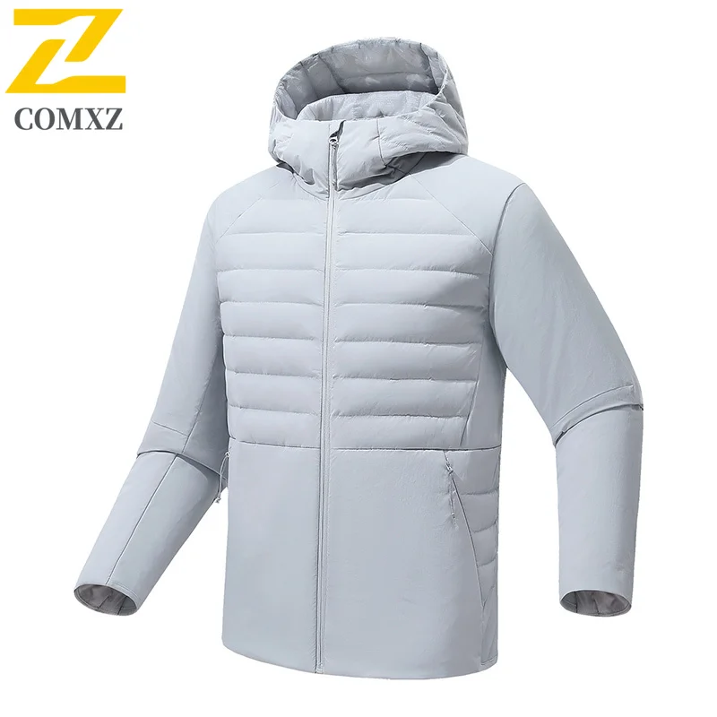 

Comxz 2025 Winter New Down Jacket Men Casual Solid Color Puffer Jackets Outdoor Fashion Sports Hiking Lightweight Duck Down Coat