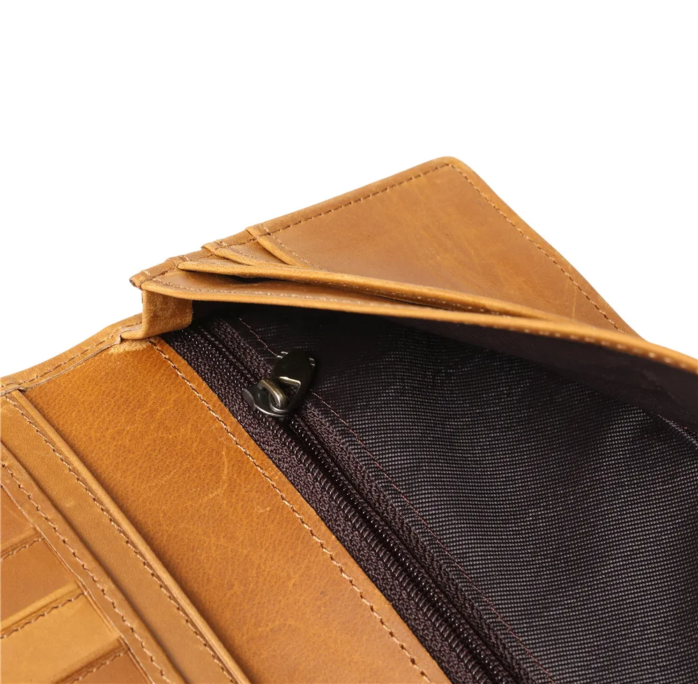 1008 Retro Crazy Horse Leather Men's Wallet Head Layer Leather Large Capacity Handbag Leather Long Wallet