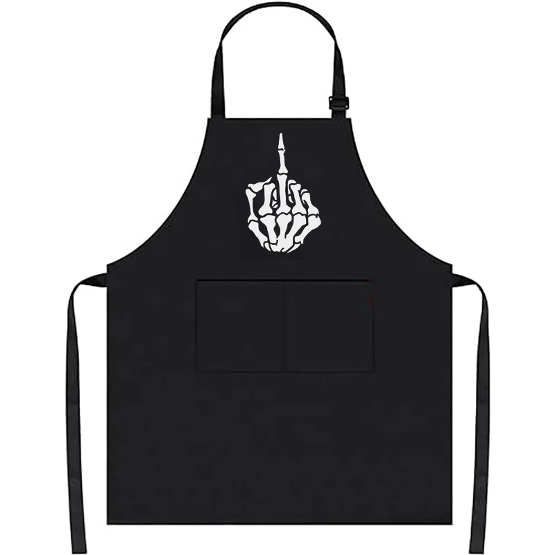 

Halloween Skeleton Middle Finger Apron with Pocket Gift for Family Halloween Home Decor Kitchen Apron Favor Halloween Decoration