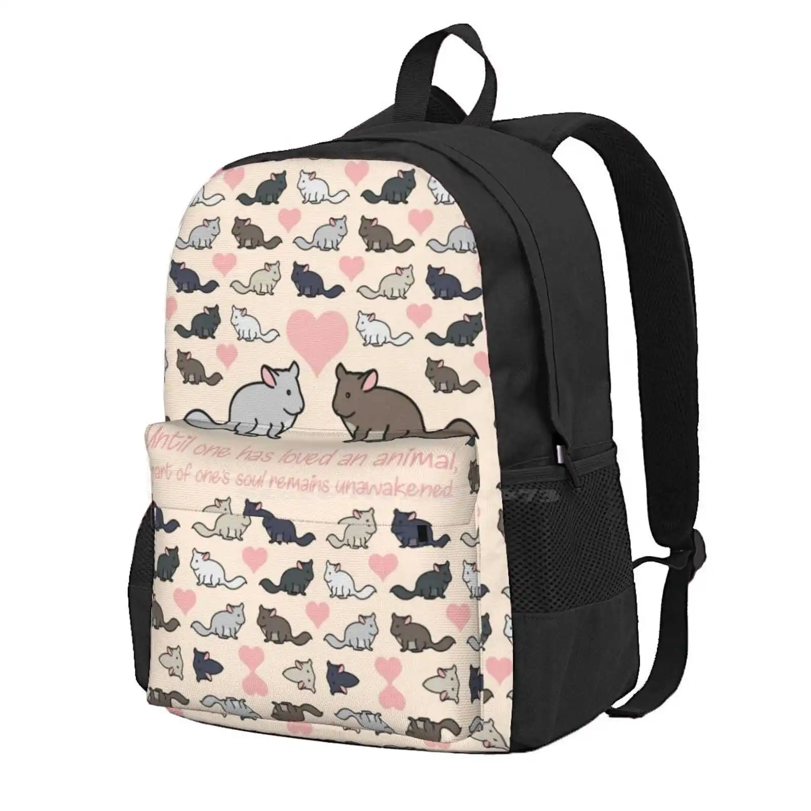 

Chinchilla Love Hot Sale Schoolbag Backpack Fashion Bags Chinchilla Love Pattern Hearth Pet Animal Rodent Cute