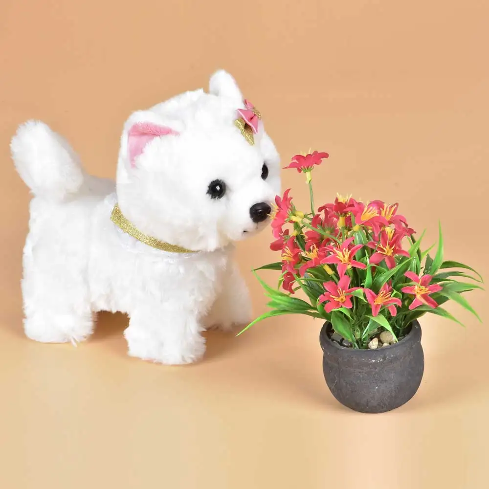 Jouets électroniques interactifs pour chien robot, contrôle du son, chiot en peluche, promenade pour animaux de compagnie, laisse d\'écorce, jouets