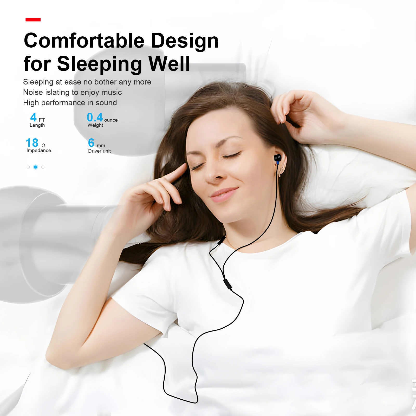 OKCSC SP6 Sleep Earbuds Ultra-Soft in-Ear Headphone ,Sleep Earbuds Compatible for Insomnia, Snoring, Meditation & Relaxation