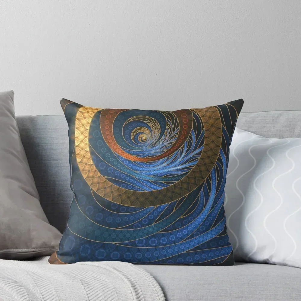 Royal Blue Sapphires and Shining Gold Fractal Bangles Throw Pillow Luxury Pillow Cover autumn pillowcase pillow