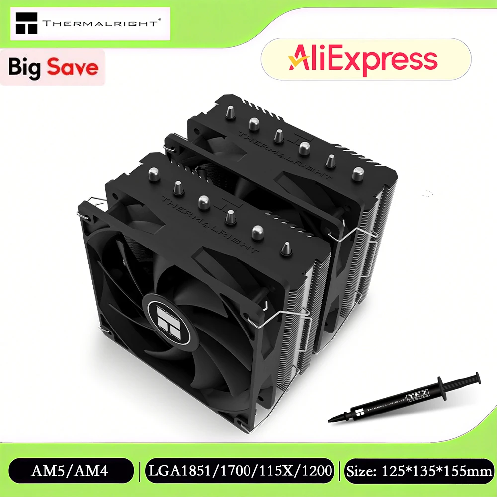

Thermalright Peerless Assassin 120 SE Воздушный кулер для процессора, двухбашенный кулер, бесшумный, с 6 тепловыми трубками для Intel LGA1700/1851/AMD AM5/AM4