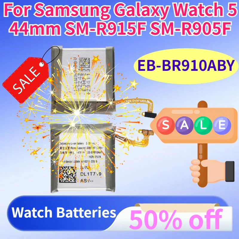 

398mAh EB-BR910ABY Replacement Battery For Samsung Galaxy Watch 5 44mm SM-R915F SM-R905F Smart Watch Batteries with Tools