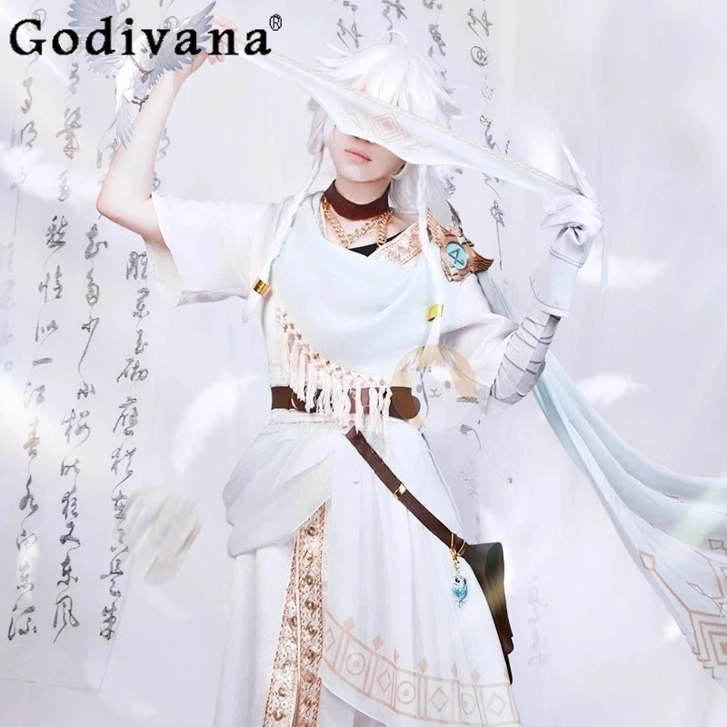 Feminino cosplay jogo conjunto identidade v traje branco lindo elegante ternos feminino uniforme de combate halloween role play roupas