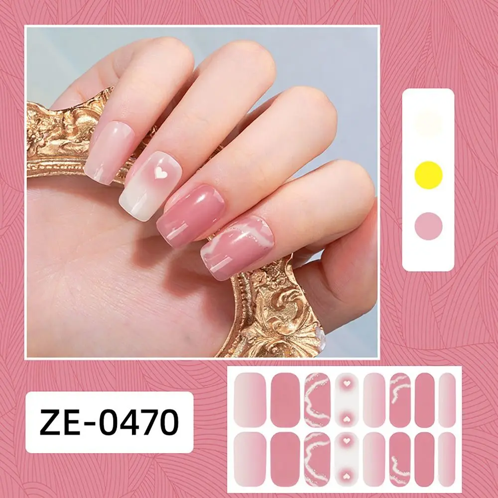 4 Sets 16 Streifen halbgehärtete Gel-Nagelaufkleber mit Farbverlauf, französische Nagelkunst-Gel-Nagellackstreifen, glitzernde Nagelkunstaufkleber