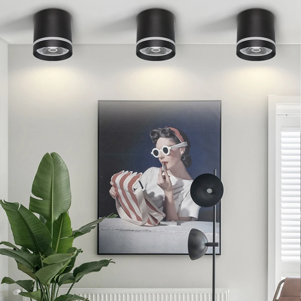 Dimmable Cylindrical LED Downlight 12W 7W COB Surface Mounted LED Ceiling Spotlight Background Light Indoor Lighting  Room