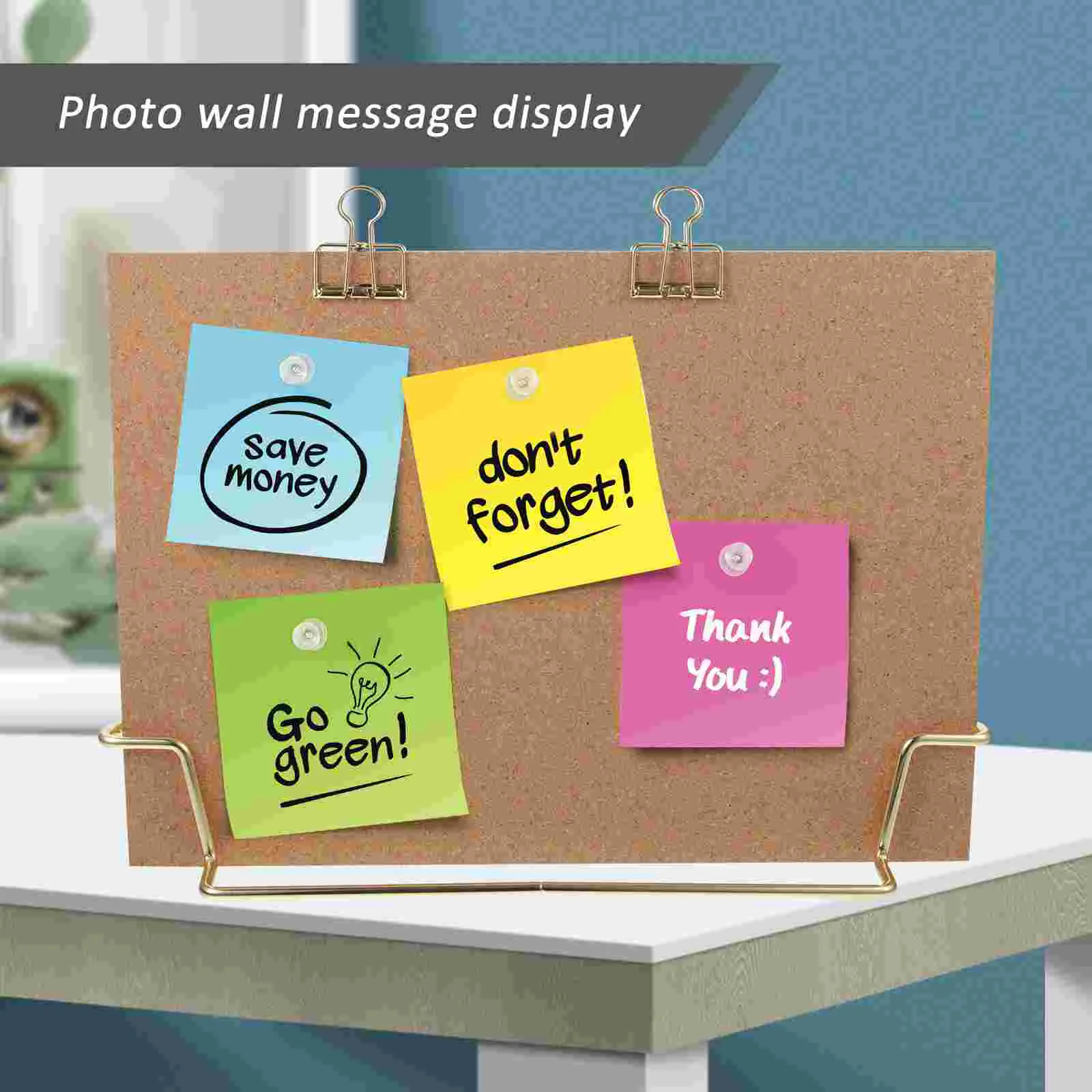 Cork Board Bulletin Board กระดานข้อความไม้ Pin Memo Board ป้ายประกาศสําหรับโฮมออฟฟิศ (ฐาน Rose Gold)