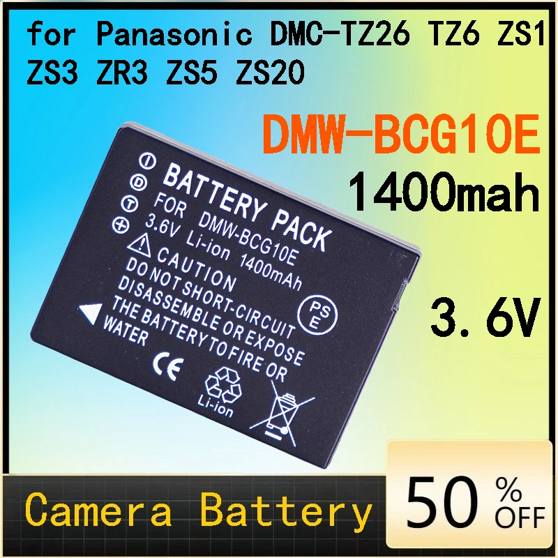 

DMW-BCG10E 1400mah Camera Battery for Panasonic DMC-TZ26 TZ6 ZS1 ZS3 ZR3 ZS5 ZS20 Rechargeable Li-ion Battery Pack