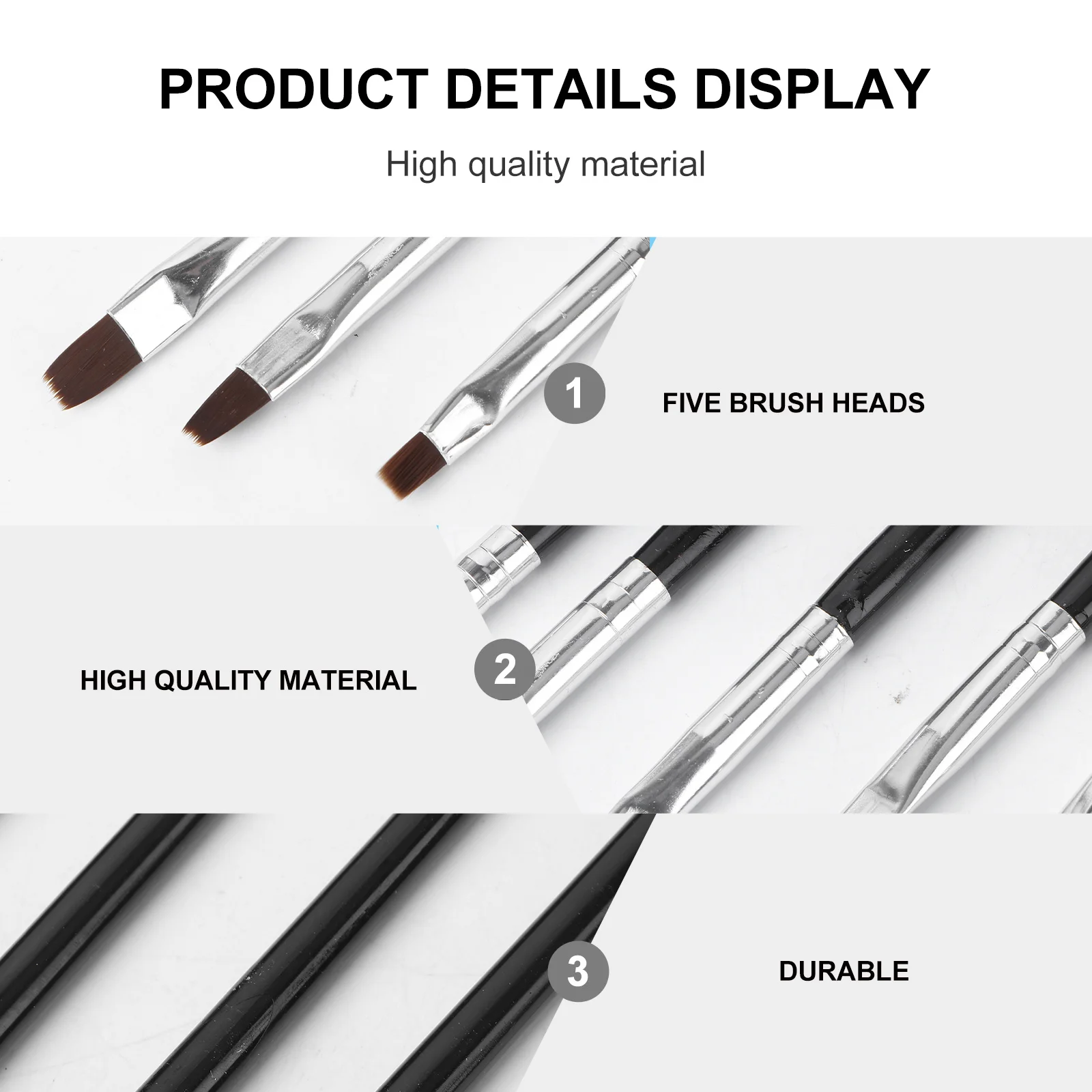 

5 pcs Nail Art Brush Set Bristle Different Shapes For Fine Manicure Diy Design Professional Home Use Women Makeup Tool